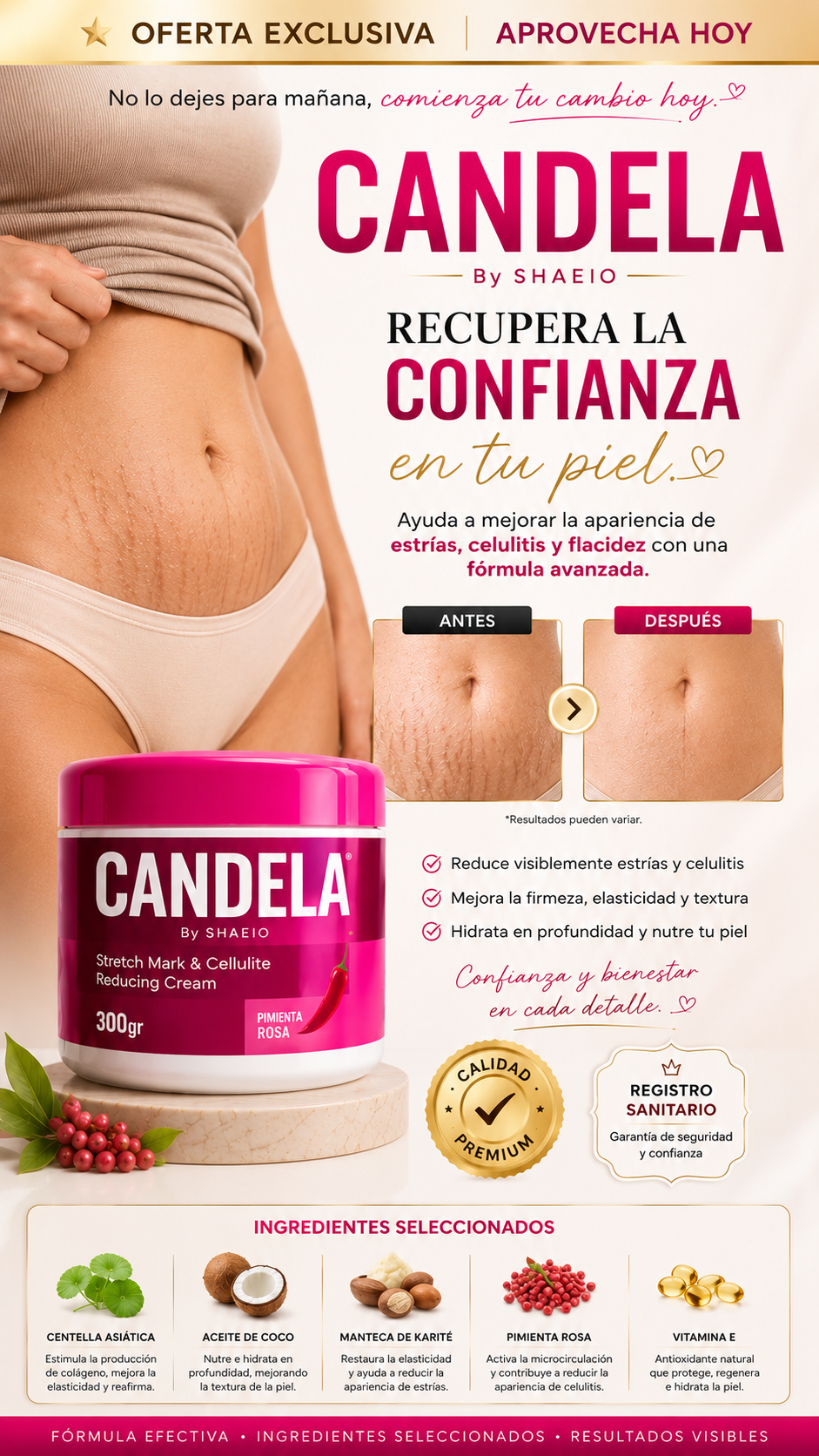 Crema Candela Estrías y Celulitis